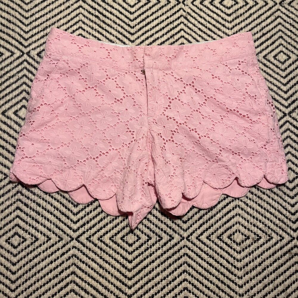 LILLY PULITZER BUTTERCUP Cabana Pink Charleston Eyelet Scallop Hem Shorts